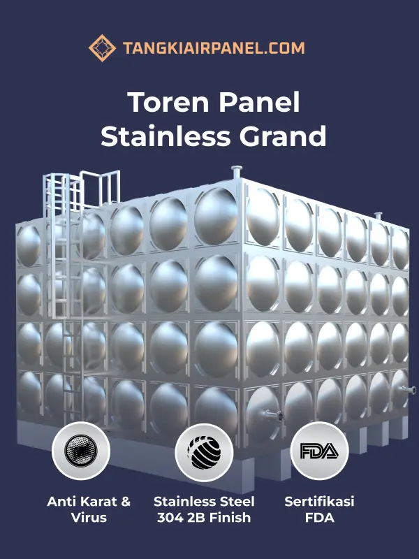 Toren Panel Stainless Grand untuk Air Bersih
